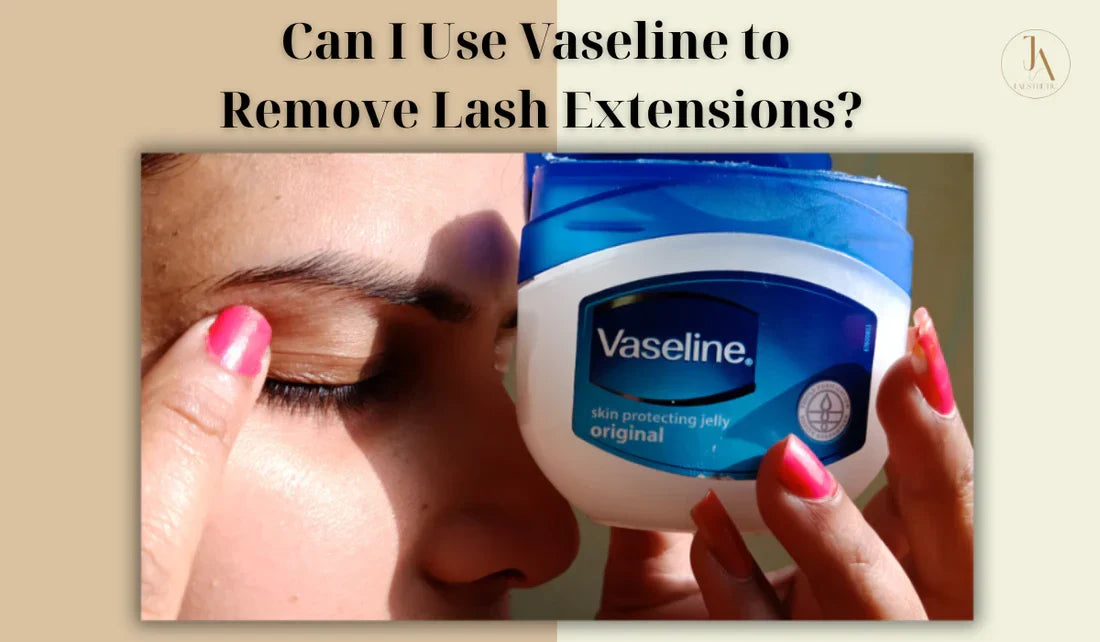 Close-up of a woman using Vaseline near the eye while exploring lash extension removal methods, featured by J.Aesthetic in Sydney.
