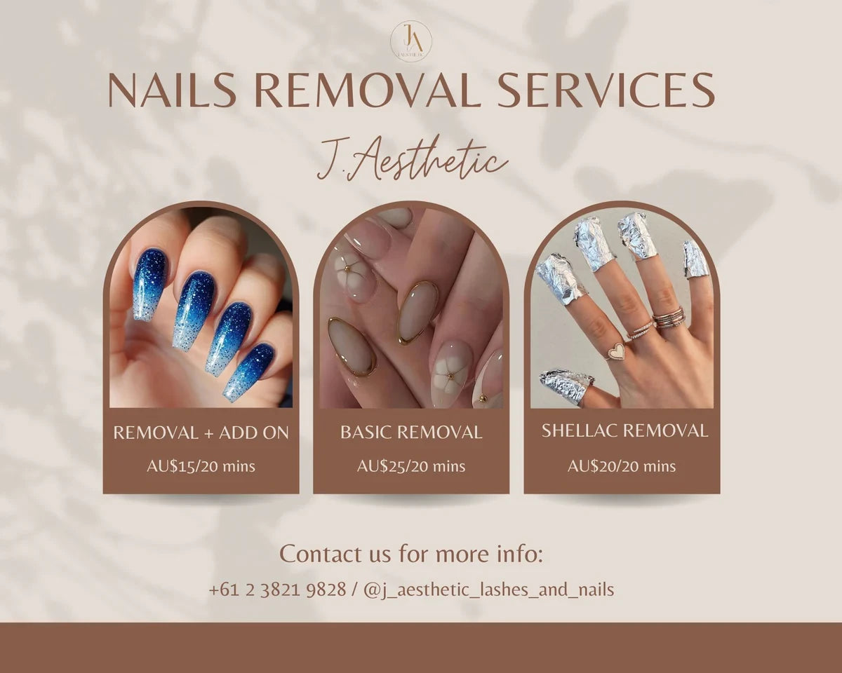 Examples of acrylic and shellac nail removal with foil wraps and natural nails